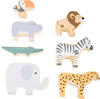 small foot Stapeltiere "Safari" Stapel-und Balancierspiel mit 7 Tierfiguren aus Holz,