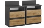 Vicco Nachttisch Monty Anthrazit/Goldkraft Eiche