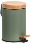 Zeller, 18912 Kosmetikeimer, 3 ltr., Metall/Bambus/Kunststoff,Salbei, Soft-Close