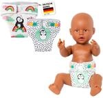 Heless 120 - Stoff-Windeln f&uuml;r Puppen im Pinguin P&uuml;nktchen Design, 2 St&uuml;ck mit