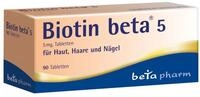 BIOTIN beta 5 Tabletten - Biotin 5mg hochdosiert (Vitamin B7), 90 St&uuml;ck |...