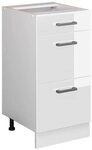 Vicco K&uuml;chenunterschrank R-Line, Wei&szlig; Hochglanz, 40 cm