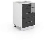 Vicco K&uuml;chenunterschrank Fame-Line, Anthrazit Hochglanz, 50 cm | MDF-Front &middot;...