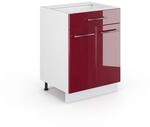 Vicco K&uuml;chenunterschrank Fame-Line, Bordeaux Hochglanz, 60 cm | MDF-Front &middot;...