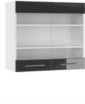 Vicco K&uuml;chenglasschrank Fame-Line, Anthrazit Hochglanz, 80 cm