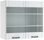 Vicco K&uuml;chenglasschrank Fame-Line, Wei&szlig; Landhaus, 80 cm, zur Kombination mit