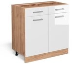 Vicco K&uuml;chenunterschrank R-Line, Wei&szlig; Hochglanz, 80 cm