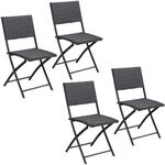 Casaria&reg; Polyrattan Klappstuhl 4er Set 120kg Belastbarkeit Platzsparend...