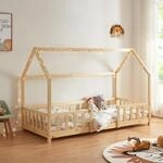 [en.casa] Kinderbett Sisimiut Hausbett Montessori 90 x 200 cm mit Rausfallschutz