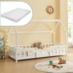 [en.casa] Kinderbett Sisimiut mit Matratze 90 x 200 cm Hausbett Montessori mit