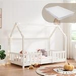 [en.casa] Kinderbett Sisimiut mit Matratze 80 x 160 cm Hausbett Montessori mit