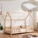 [en.casa] Kinderbett Sisimiut mit Matratze 80 x 160 cm Hausbett Montessori mit