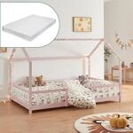 [en.casa] Kinderbett Sisimiut mit Matratze 90 x 200 cm Hausbett Montessori mit