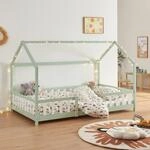 [en.casa] Kinderbett Sisimiut Hausbett Montessori 90 x 200 cm mit Rausfallschutz