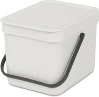 Brabantia Sort & Go Abfalleimer mit Deckel 6 L (hellgrau), platzsparender Biom&uuml;ll