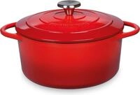 K&uuml;chenprofi cast iron roaster with lid, red/black inside, 22 cm, casserole, Dutch