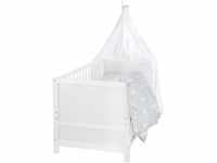 roba Babybett Set, Sterne grau - 70 x 140 cm - Mitwachsendes Kinderbett mit