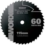 WORX WA5047 HSS S&auml;geblatt 115mm, 60 Z&auml;hne, 115mm Durchmesser, 9,5mm Bohrung