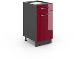 Vicco K&uuml;chenunterschrank Fame-Line, Bordeaux Hochglanz, 40 cm