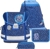 Belmil Schulranzen-Set 4-tlg Jungen Classy Roboter Navy Blue Tech | AGR