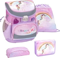 Belmil Schulranzen Set MINI FIT 4tlg. f&uuml;r kleinere Kinder Rainbow Unicorn (Motiv: