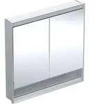 Geberit ONE Spiegelschrank mit Ni/Comf.Light 2 T&uuml;ren, UP-Mont., 90x90x15cm, alu.