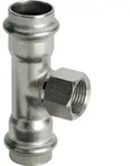 Viega T-St&uuml;ck mit SC Sanpress Inox 2317.2 in 35mm x Rp1/2 x 35mm Edelstahl