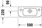 DU Handwaschbecken D-Code 500 mm mit &Uuml;L, mit HLB, HL rechts, wei&szlig;