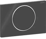 Geberit Sigma10 BetPl., rund, Sp&uuml;l-Stopp Sp. schwarz gl&auml;nzend / chrom gl&auml;nzend