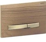 Geberit Sigma50 BetPl., eckig, 2-Mengen-Sp. messing geb&uuml;rstet, Etc/Nussbaum
