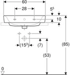 Geberit Renova Plan Aufsatzwaschtisch 60x48cm mit Hahnloch, mit &Uuml;berlauf, wei&szlig;