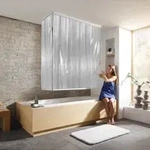 Kleine Wolke Eckduschrollo-Komplettset f&uuml;r Badewanne Milky 138 x 240 cm und 62 x 240