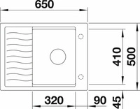 Blanco 524825, Blanco Elon 45 S Granitsp&uuml;le 65x50 cm grau/graphit/onyx 524825