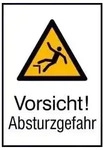 Warnschild Absturzgefahr Alu gepr&auml;gt 262x371mm