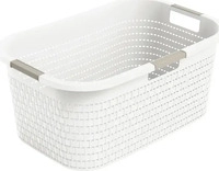 Rotho Kunststoff W&auml;schekorb 40 L, Country - Wei&szlig; - ca.38,9x25,1x58cm