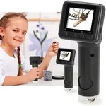 Digitales Mikroskop mit LCD Display & LED Licht, schwarz &ndash; Handmikroskop f&uuml;r