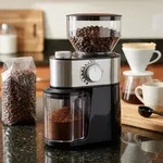 Edle elektrische Kaffeem&uuml;hle, schwarz, 200g, 12 Mahlstufen, Stahl Mahlwerk,