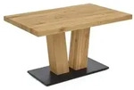Niehoff Tisch Balkeneiche natur massiv, 160x90cm, Bodenplatte schwarz