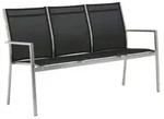 Zebra One 3er-Bank Dark Platinum Edelstahl-Gestell, Teak Armlehenen 157 cm x 63...