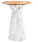 Niehoff Acore Stehtisch Aluminium Ivory rund 80cm, Tischplatte Teakholz natur