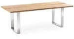 Niehoff Solid Teak Baumkantentisch 220x95cm, Profilkufe Edelstahl
