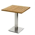 Niehoff Bistro Tisch quadratisch 81x81cm, Teak ge&ouml;lt, Edelstahl-Gestell