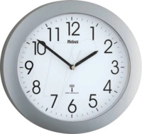 MEBUS 52451 - Funk Wanduhr, analog, &Oslash; 25,5 x 25,5 cm, Kunststoff, silber