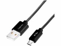 LOGILINK CU0132 - Sync- & Ladekabel, USB-A -> Micro-B, Nylon, schwarz/grau, 1,0 m