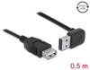DELOCK 85185 - USB 2.0 Kabel, EASY A Stecker gew. auf A Buchse, 0,5 m, schwarz