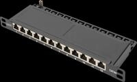 DIGI 91612SSLEA - Patchpanel, Cat.6a, 0,5HE, 12 Port, geschirmt, schwarz