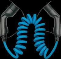KM EVC04-050B - Typ 2 Kabel, f&uuml;r E-Fahrzeuge, 22 kW, 5,0 m, Spiralkabel