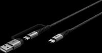GOOBAY 70278 - Sync- & Ladekabel 2in1, USB-C > USB-C / USB-A, 2 m, schwarz