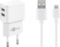 GOOBAY 44985 - USB-Ladeger&auml;t, dual, 5 V, 2,4 A, microUSB, wei&szlig;