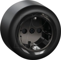 ELSO WDE015976 - Steckdose, 1-fach, Aufputz, komplett, schwarz, rund, Renova